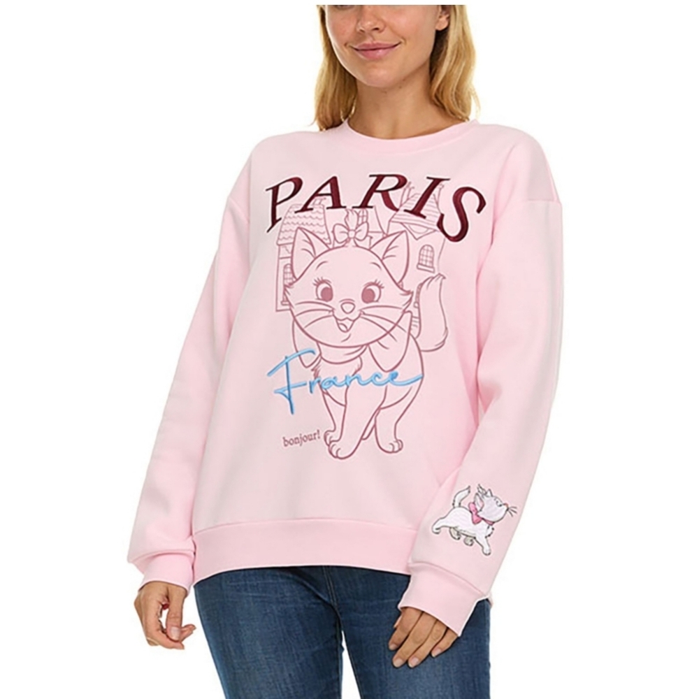 NWT Disney Destination Pink Paris Aristocats Marie Character Sweatshirt S Small